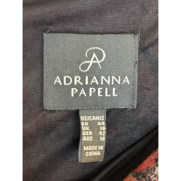 ADRIANNA PAPELL Knot Front Faux Wrap Floral Sheath Dress 12 Long Sleeve Jersey - Picture 3 of 16